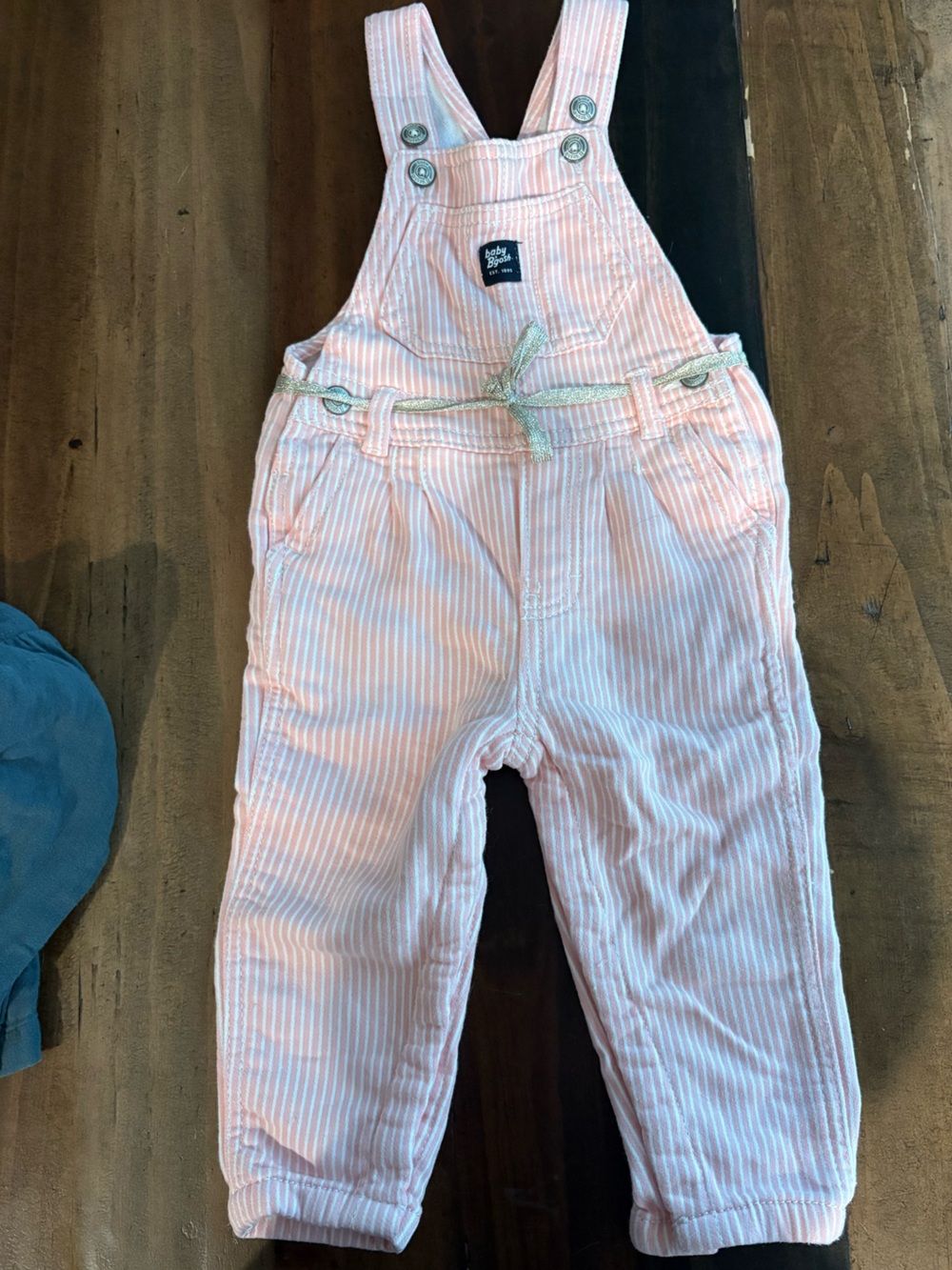 Osh Kosh vestbak overalls in pink and white stripe